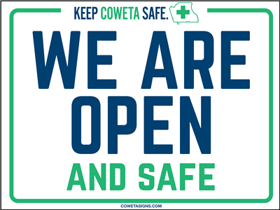 We Are Open & Safe Yard Sign