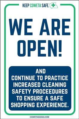 We Are Open & Cleaning A-frame Sign