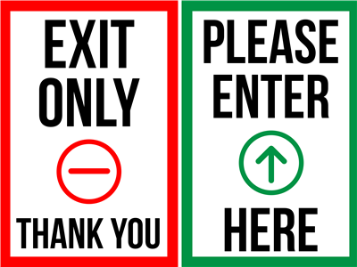 Enter & Exit Here A-Frame Sign